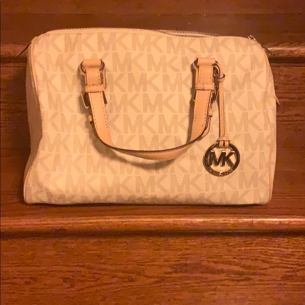 Authentic Michael Kors Cream Monogram Satchel